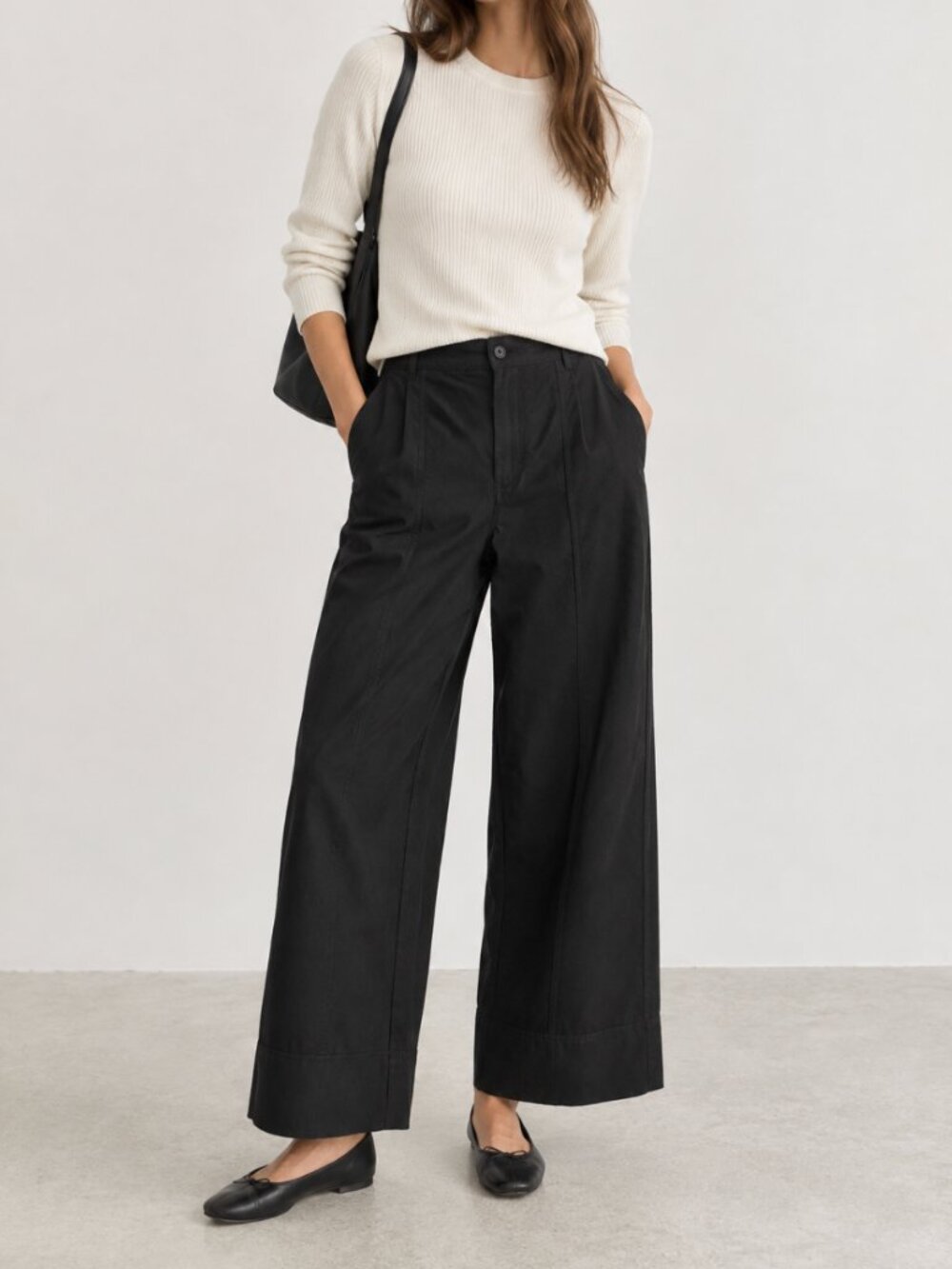 Everlane The Everywhere Pant Black Wide Leg Cotton Linen Trouser 6